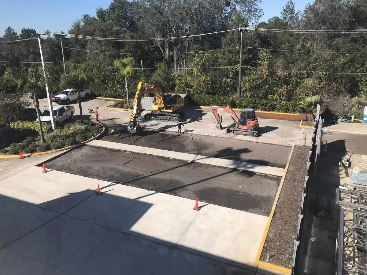 Commercial parking lot concrete site work
